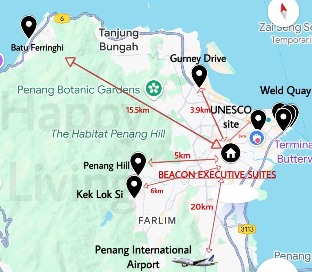 Pangsapuri Beacon Executive #minimalist #skypool #georgetown #6pax #2br 2bath #3 Queen #quality Well Maintained #private Host Georgetown